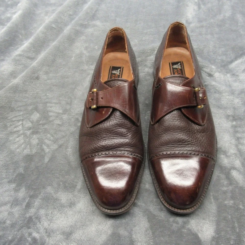 Miguel Angel Monk Strap Shoes Men 9 Brown Leather Dress Cap Oxford Spain Formal